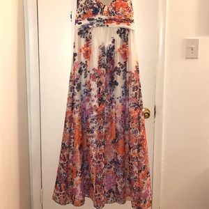 Strapless floral maxi dress